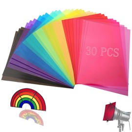 SWTYExt Pack of 30 Heat Resistant Film for Lamps, 10 Colours, Lamp Film, 29.7 x 21 cm, Colour Foils, Gel Colour Filter, A4, Transparent Colour Correction for Headlights, Photo Lamp, Graphie Studio,