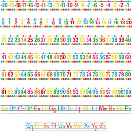 32Pcs ABC Alphabet Letters and -20 to 100 Number Cards Boho Bulletin Board Sea Bee Boho Classroom Decorations Wall for Pre-School Kindergarten Nursery Elementary Educational Material (Bright Number)
