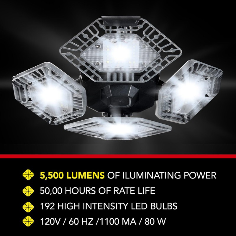 Bell+Howell QUADBURST LED Shop Light 80W 5500 Lumen Heavy-Duty Aluminum