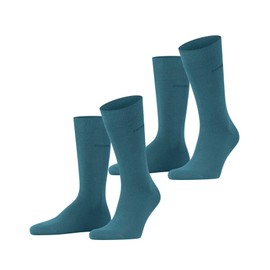ESPRIT Men's Basic Plain 2-Pack Socks Breathable Organic Cotton Reinforced Men's Socks Skin-Friendly Durable Plain Business Everyday Multipack 2 Pairs, Green Peacock 6382, 43 - 46