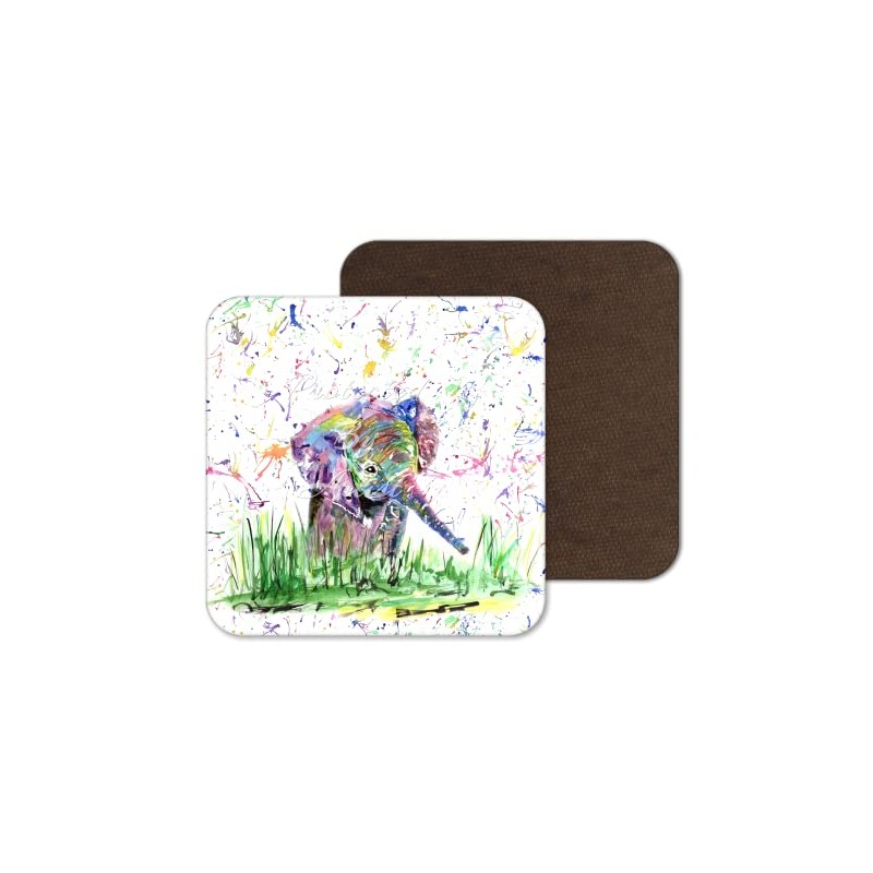 Coaster Elephant baby wild Animals Coasters Watercolour Art Gift Work