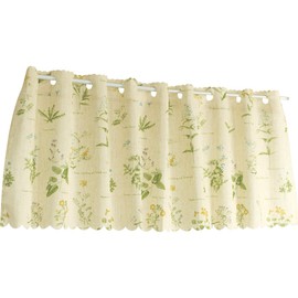 Arie Cafe Curtain, Linen Herb, 55.1 x 17.7 inches (140 x 45 cm), Green