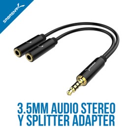 Sabrent 3.5 mm Audio Stereo Y Splitter Adapter for Speakers and Headphones (CB-35X2)