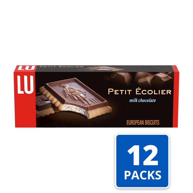 Lu Petit Ecolier European Milk Chocolate Biscuit Cookies, 12-5.3 oz