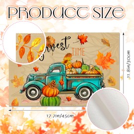 Juego de 6 manteles individuales para otoño, diseño de calabaza, hojas de arce, gnomos, mesa de comedor, 12 x 18 pulgadas, estacional de otoño, cosecha festiva, rústico, clásico, Acción de Gracias