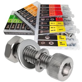 EEEEE 982pcs M2 M2.5 M3 M4 M5 M6 Hex Socket Cap Screws Head Cap Screws 304 Stainless Steel Nut Bolt Kit Screw Assortment Set with Machine Assorted Washer Small Spring Washer and Nut Set