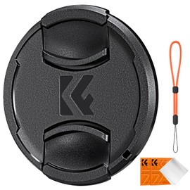 K&F Concept 86MM Lens Cap Snap-on Front Camera Lens Cover + Elastic Lens Cap Keeper + 2 Cleaning Cloth compatible with Canon Sony