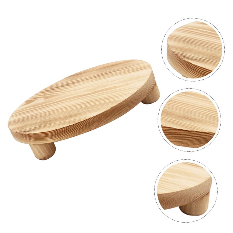 WOONEKY Desktop Storage Base Flowerpot Holders Wood Pedestal Flower Pot