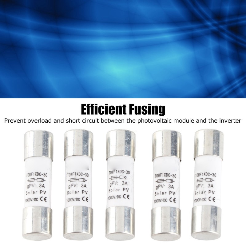 5Pcs Fuse Tube Photovoltaic Protection Set Kit 1000V DC 10x38mm