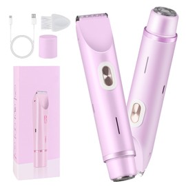 hehred Glow Aura Womens Shaver, 2 in 1 Electric Lady Shaver, Dual Head Bikini Trimmer for Women, Comfort Electric Shaver for Underarm Leg Arm Body Face Hair (Purple)