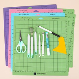 Cutting Mats for cricut - Prime Vinyl 6 Pack Cutting mat Set, Permanent Vinyl Cutting mats for Cricut Explore One/Air/Air 2/Maker, 12x12 inch for Cricut Accessories