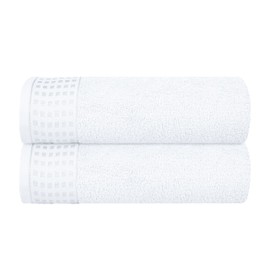 GLAMBURG Cotton 2-Pack Oversized Bath Towel Set 70 x 140 cm, Large Bath Towels, Ultra Absorbent, Compact, Environmentally Friendly and 100% Recyclable, Quick Drying and Lightweight, White