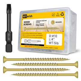 Wood Screws #10 x 4 5lb Box Long Screws, Trailer Deck Screws 4 inch, T25 Screws Torx Screws Drive Head, Outdoor Construction Screws, Rust Resistant, Epoxy Coated, Exterior Lag Screws, Tan by Mywish
