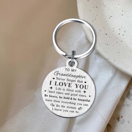 TANWIH Gifts for Granddaughter - Granddaughter Birthday Keychain - Granddaughter Graduation Christmas Key Chain from Grandpa Grandma