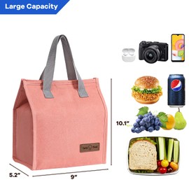 Lunch Bags for Women Men, Reusable Insulated Leakproof Lunch Box Bag for Adult Kids, Small Cooler Bag for Work School Picnic Travel (Pink)