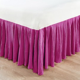 Home Soft Things Microfiber Pleated Bedskirt, Stylish Design Wrap Around Solid Microfiber with 18" Drop, Gathered Ruffled Bedding Home Decoration, King, Spring Crocus (78" x 80" + 18")
