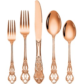 Vilihkc Gorgeous Retro Royal Stainless Steel 20 Pieces Flatware Set, Silverware Set, Anti-rust Stainless Steel Cutlery Set Utensils Including Fork Spoon and Knife