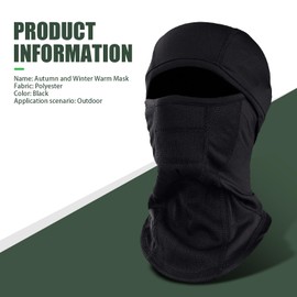 Motorcycle Helmet Liner Autumn and Winter Lock Heat Warm Cycling Mask, 15.7" x 9.5" Breathable Comfortable Hinge Design Elastic Cold-proof Full Face Protection Ski Head Cover (Black)