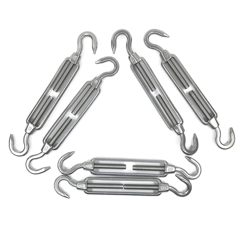 HEVERP 6Pcs M6 Stainless Steel Hook & Hook Turnbuckle, Shade