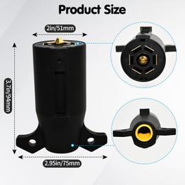 SMLBJUTE 7 Pin Trailer Plug, Heavy Duty 7Way RV Blade Replacement Connector Plug with Hidden Terminals for RV Boat Trailer (94mm Plug)