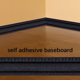 Yutianli Crown Molding Peel and Stick Wallpaper Border Flexible Wall Base Moulding Trim Self Adhesive Vinyl Baseboard Black Foam Wall molding 3D Mirror Border (1PCS-89, Black)