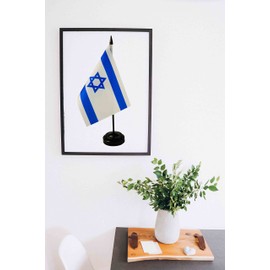2 Pack Canada & Israeli Desk Flag, 1 Israel Table Flag,1 Canadian Desk Flag,Israeli Office Table Flag on Stand Base, Decorations for Offices, Families, Conference rooms