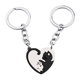 Couples Keychains Christmas Valentines Gifts - Cat Best Friend Keychains Boyfriend Girlfriend Anniversary Friendship Gifts for Him and Her Wife Husband Birthday Gifts for Women Men