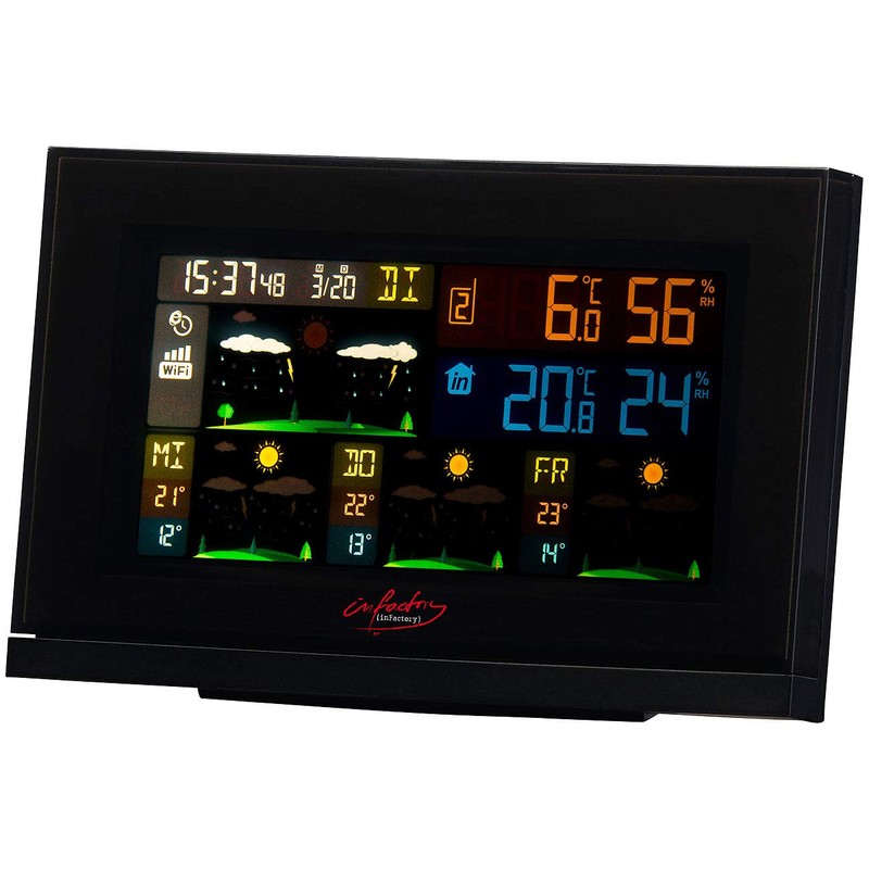 infactory Table Clocks: Wireless Weather Station with Outdoor Sensor, Weather