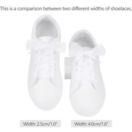 Allegra K Laces, Transparent, Clear, Ribbon, Flat Laces, Stylish, Width 1.0 inches (2.5 cm), 2 Pairs, white