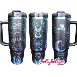 PettybettyCo 40oz ACOTAR Book Series Tumbler - Night Court Fantasy Holographic Travel Mug