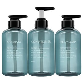 3 Pack Refillable Shampoo and Conditioner Bottles, 300ml Plastic Empty Shampoo Conditioner Dispenser for shower, Shampoo Bottle Pump Dispenser for Bathroom or Hotel
