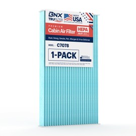 BNX TruFilter C7078 Cabin Air Filter, HEPA 99.97%, MADE IN USA, Compatible With Nissan: Sentra 2013-2019, Cube 2011-2017, Juke 2011-2017, Left 2011-2018