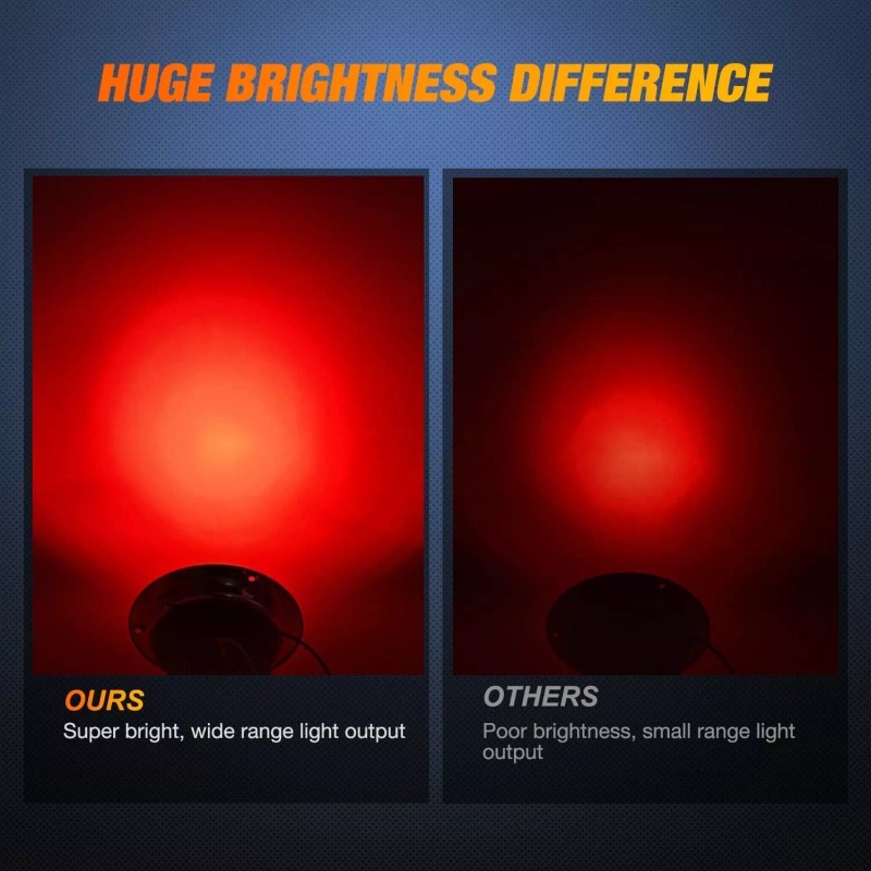 Nilight 4 Round Trailer Tail Light 2PCS 24LED Red Stainless