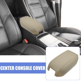 X AUTOHAUX Auto Center Console Cover Lid Armrest Cover Pad Faux Leather Beige