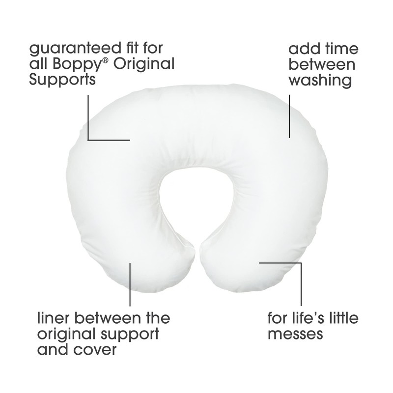 Boppy Original Nursing Pillow Liner, Bright White, Machine Washable and