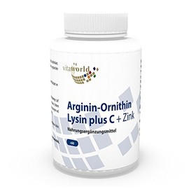 Vita World Arginine ornithine lysine + Vitamin C & zinc 60 Capsules Made in Germany