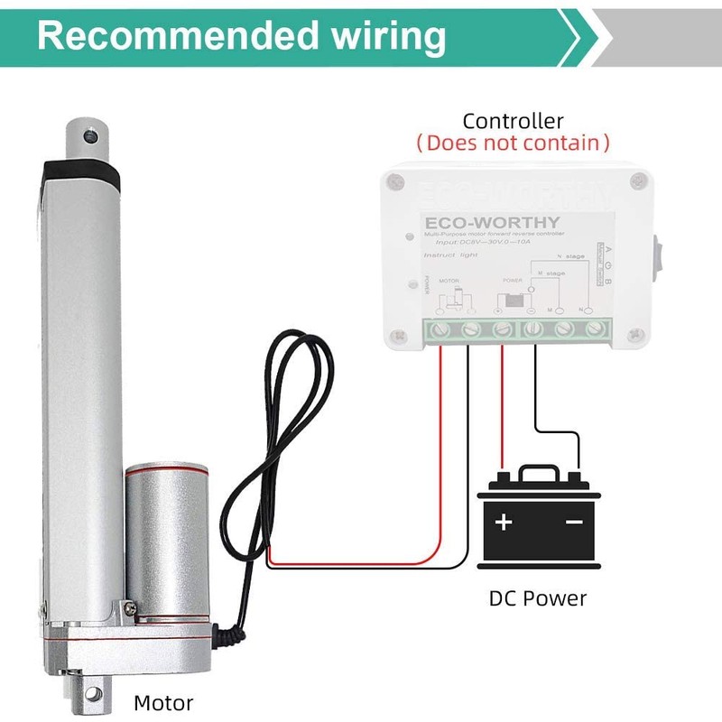 ECO-WORTHY Heavy Duty 12V 330lbs/1500N 2 Inch Stroke Linear Actuator