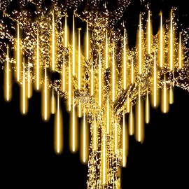 Roytong High Brightness 10 Tube 540 LED 20 Inch Meteor Shower Rain Lights Cascading Falling Rain Outdoor Lights for Christmas Roof Eaves Tree Decoration Icicle Raindrop