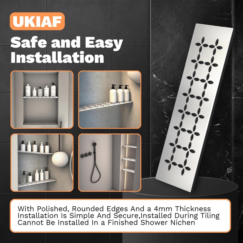 UKIAF 12 Inch Shower Niche Shelf 304 Stainless Steel Rectangular