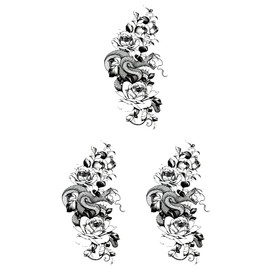 Tattoo Stickers Rose Snake hm1381 Regular Size, Pack of 3