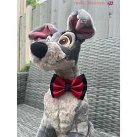 New Dogs Bow Tie Bowtie Satin double layer RED Elastic Band ACCESSORY Handmade UK (Small Satin Red double)