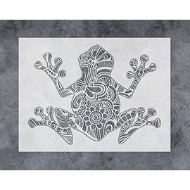 GSS Designs Frog Wall Decor Stencil - Mandala Frog Stencil (12x16 Inch) for Painting & Craft - Wall Furniture Window Fabric Wood Stencils -Reusable Template for Wall Decals(SL-029)