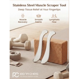 Rena Chris 2PCS Stainless Steel Muscle Scraper Tool for Deep Tissue Massage