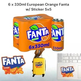Fanta European FANTA Orange Soda Soft Drink- 6pack 330ml/each With FANTA Sticker