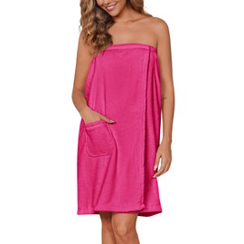 Ekouaer Women's Plush Towel Wrap Soft Lightweight Shower Wrap Absorbent Spa Body Wrap Bath Robe with Velcro