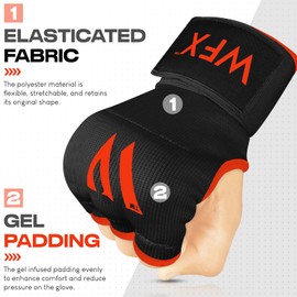 Boxing Hand Wraps Punch Bag Men Women Gel Inner Gloves Bandages Quick Long Support Straps Training Sparring (Black, M)