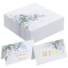 Grevosea 50Pcs Wedding Place Cards Name Cards for Table Setting 3.5 x 4 Inch Watercolor Greenery Seating Place Sign Blank Placecards for Baby Shower Bridal Banquet Dinner Birthday Party (A)