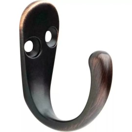 Bulldog 4 Pack Bulldog Wall Hook, Robe, Single Prong Hook, Oil-Rubbed Bronze Finish
