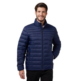 32 Degrees Heat Men's Ultra-Light Down Packable Jacket | Layering | Zippered Pockets | Water Repellent, Dark Waves, Small