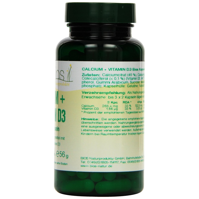 Bios Calcium und Vitamin D3, 100 Kapseln, 1er Pack (1